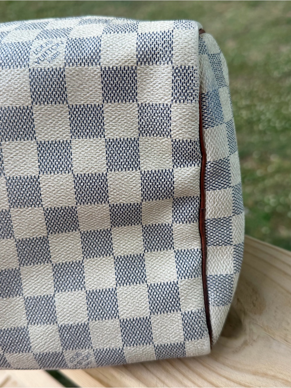 Authentic Louis Vuitton Damier Azur Canvas Tote with Brown Leather Handles - Picture 13 of 13